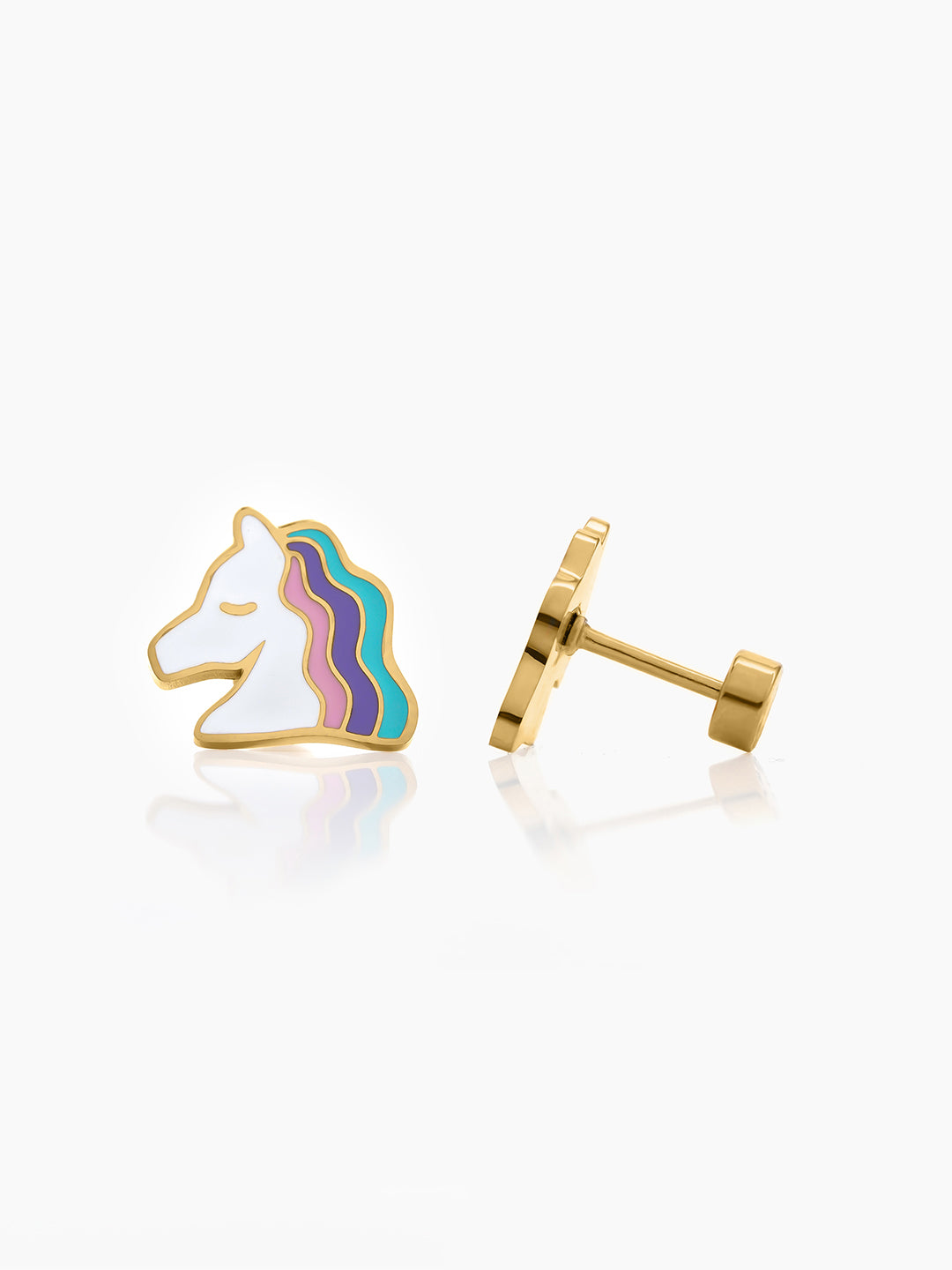 Hoo la Unicorn 18K Gold Plated Kid's Stud Earrings - Swashaa