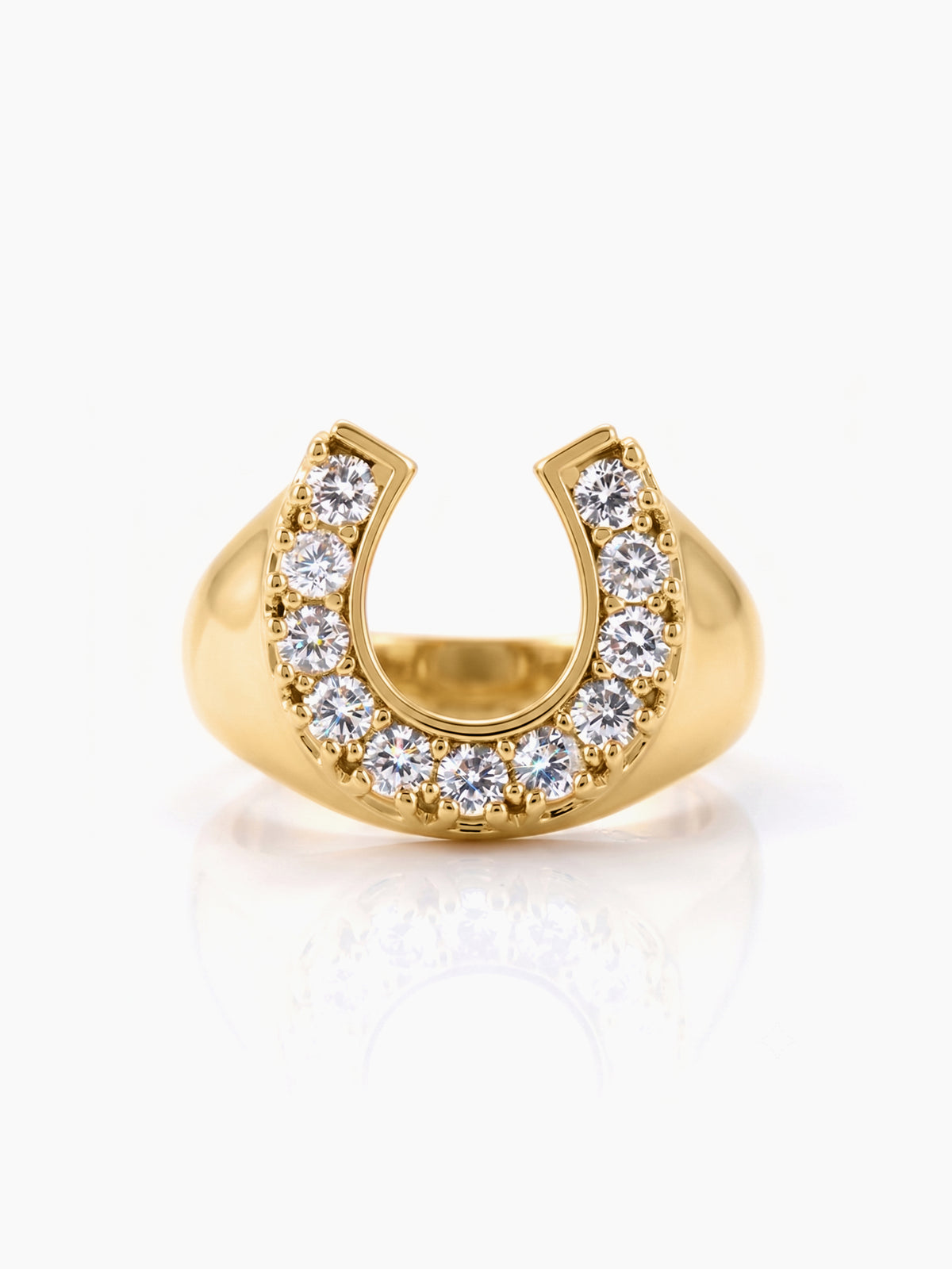 Horseshoe Sparkling CZ Stones 14K Gold Plated Ring