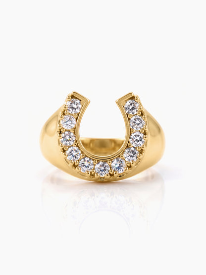 Horseshoe Sparkling CZ Stones 14K Gold Plated Ring