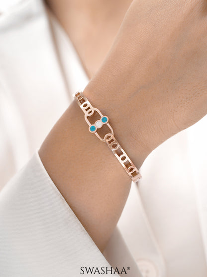 Hylee Trio Evil Eye Turquoise White Marble Rosegold Plated Bracelet