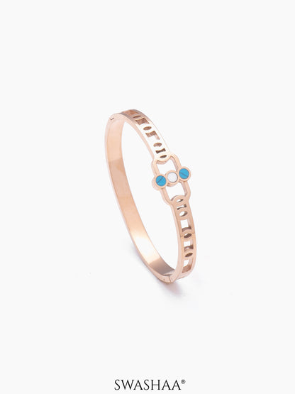 Hylee Trio Evil Eye Turquoise White Marble Rosegold Plated Bracelet