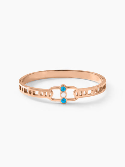 Hylee Trio Evil Eye Turquoise White Marble Rosegold Plated Bracelet