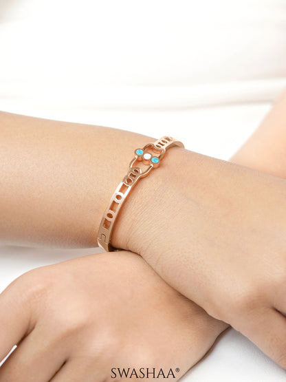 Hylee Trio Evil Eye Turquoise White Marble Rosegold Plated Bracelet