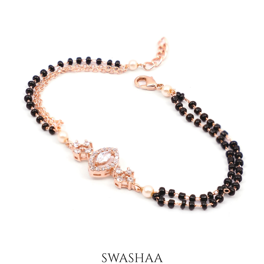 Ilahi Solitaire Rosegold Plated Mangalsutra Bracelet