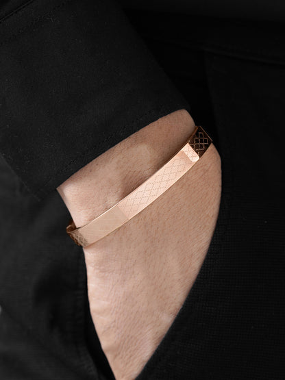 Ian Geomatric Pattern Rosegold Plated Men's Kada