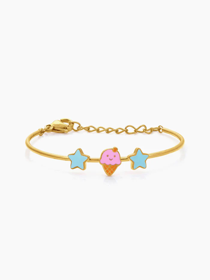 Icecream Twinkle Charms 18K Gold Plated Kid's Cuff Kada Bracelet