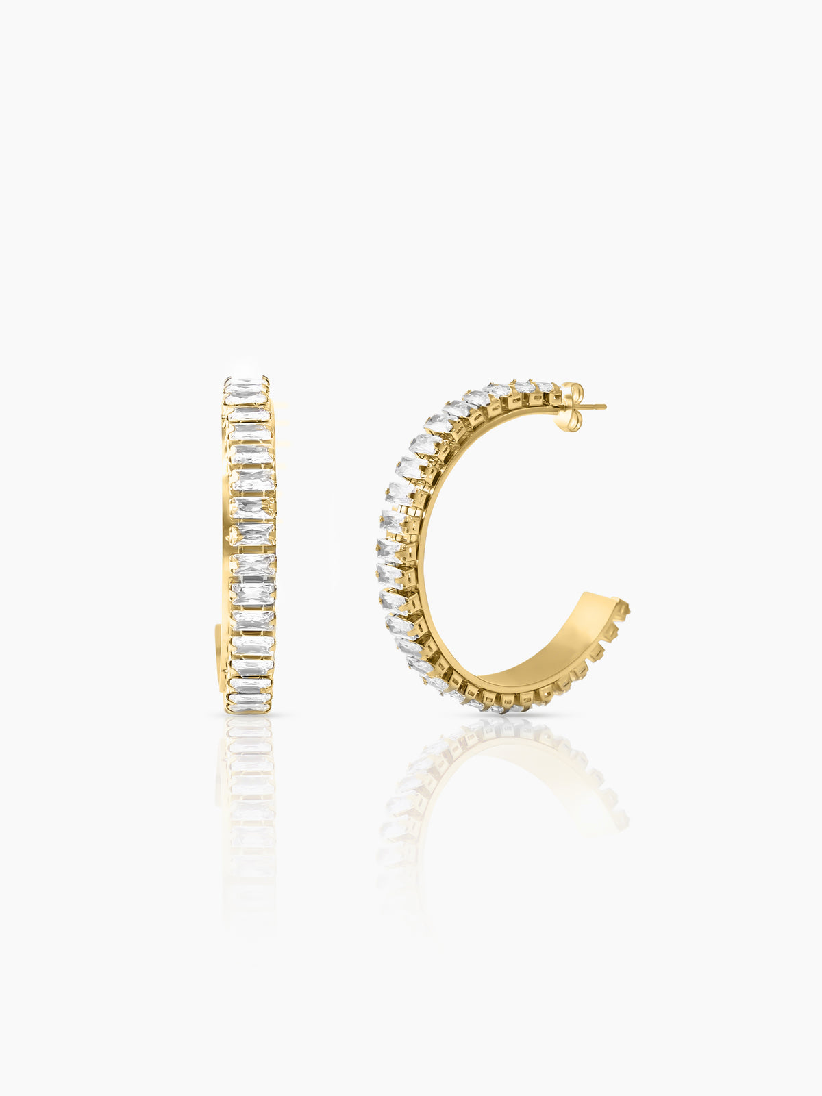 Imara Sparkling Stones 18K Gold Plated Hoop Earrings