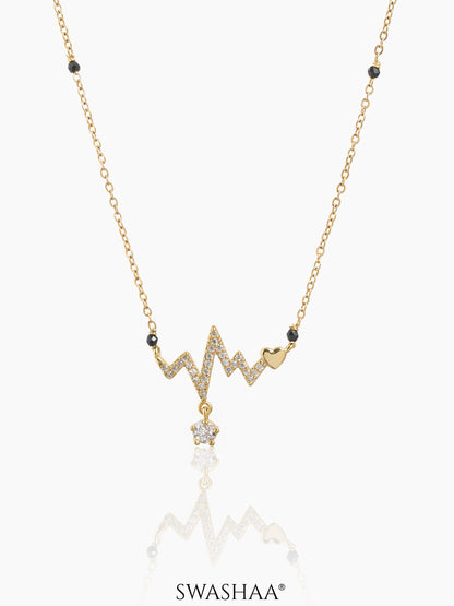 Inara Heartbeat Dangling Diamond Star Charm 18K Gold Plated Mangalsutra