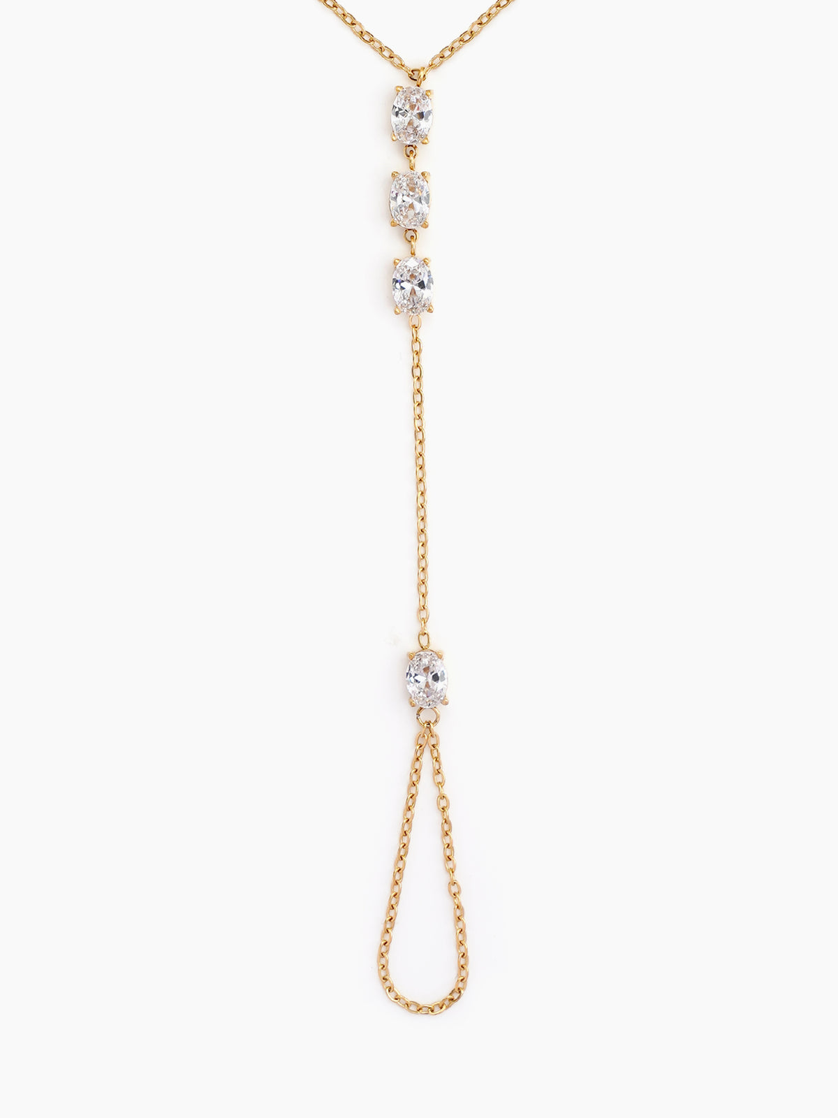 Ines Square Round Pear Solitaire Diamond 18K Gold Plated Women's Ring Bracelets