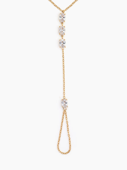 Ines Square Round Pear Solitaire Diamond 18K Gold Plated Women's Ring Bracelets
