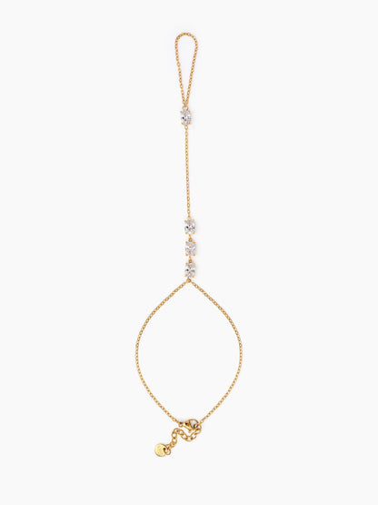 Ines Square Round Pear Solitaire Diamond 18K Gold Plated Women's Ring Bracelets