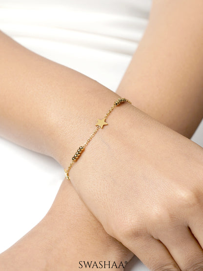 Ira Star Beads Charms 18K Gold Plated Chain Loose Bracelet