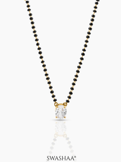 Ishani Oval Diamond Solitaire 18K Gold Plated Mangalsutra