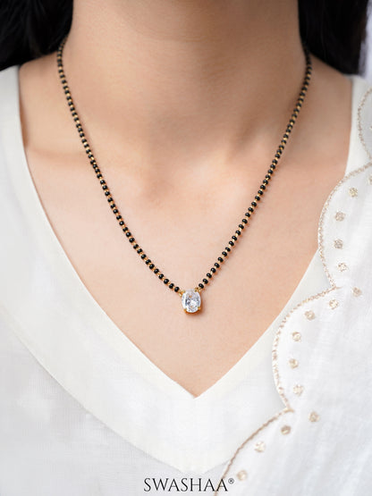 Ishani Oval Diamond Solitaire 18K Gold Plated Mangalsutra