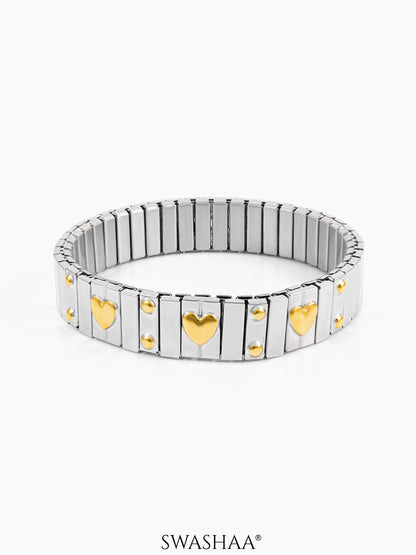 Ishra Silver Tone Link Gold-Tone Heart Loose Bracelet