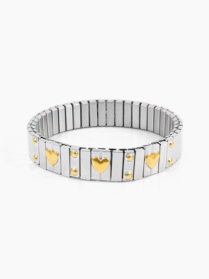Ishra Silver Tone Link Gold-Tone Heart Loose Bracelet