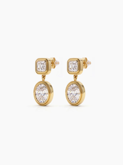 Isolina Dual Crystal Diamond Solitaire Drop 18K Gold Plated Women's Stud Earrings