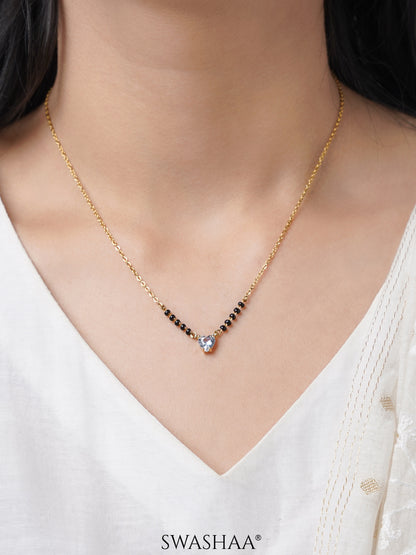 Ivana Heart Shaped Diamond Solitaire 18K Gold Plated Mangalsutra