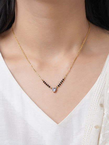 Ivana Heart Shaped Diamond Solitaire 18K Gold Plated Mangalsutra