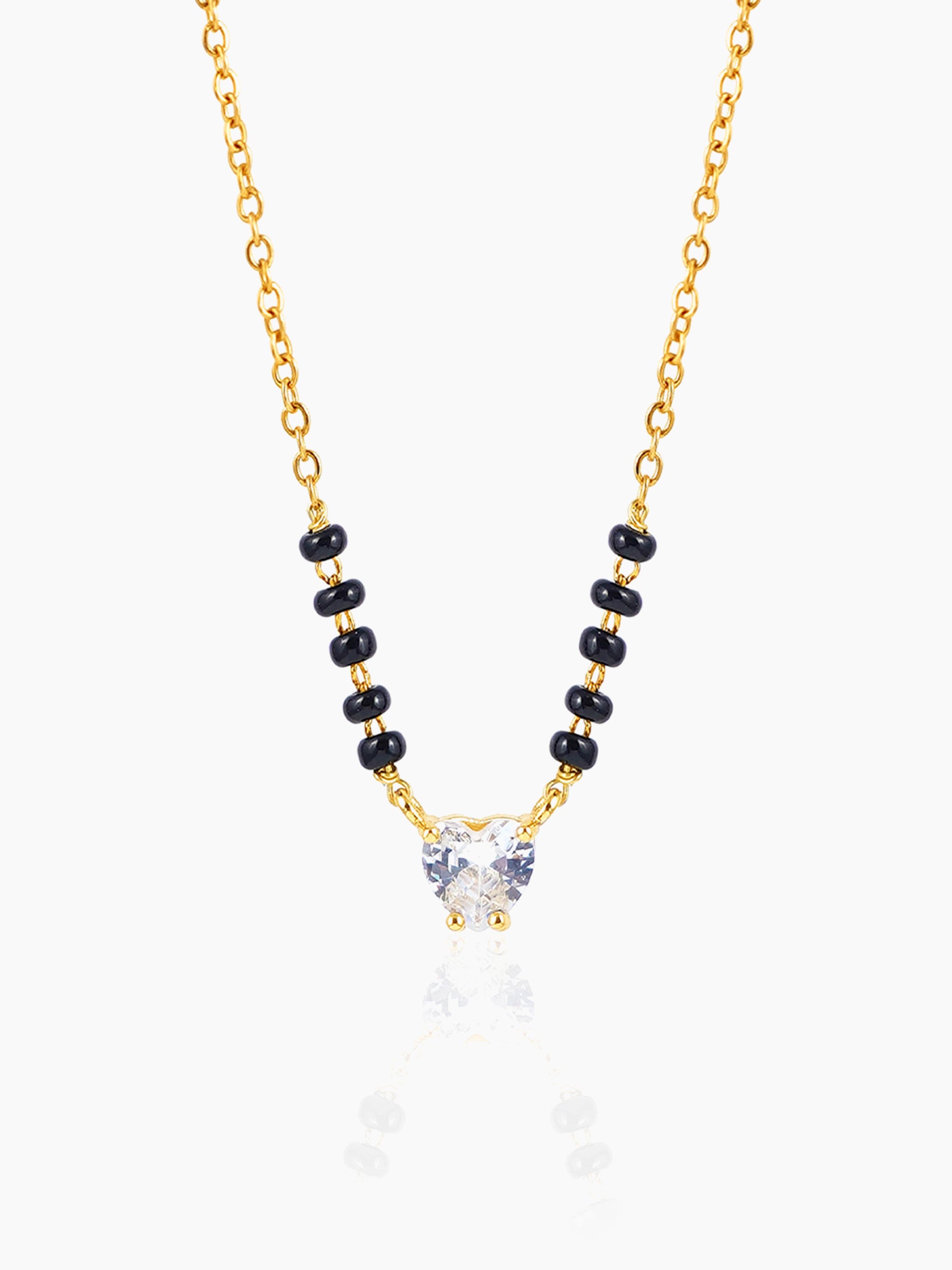 Ivana Heart Shaped Diamond Solitaire 18K Gold Plated Mangalsutra