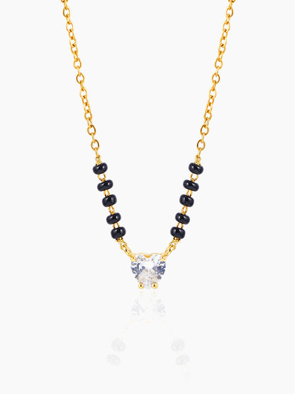 Ivana Heart Shaped Diamond Solitaire 18K Gold Plated Mangalsutra