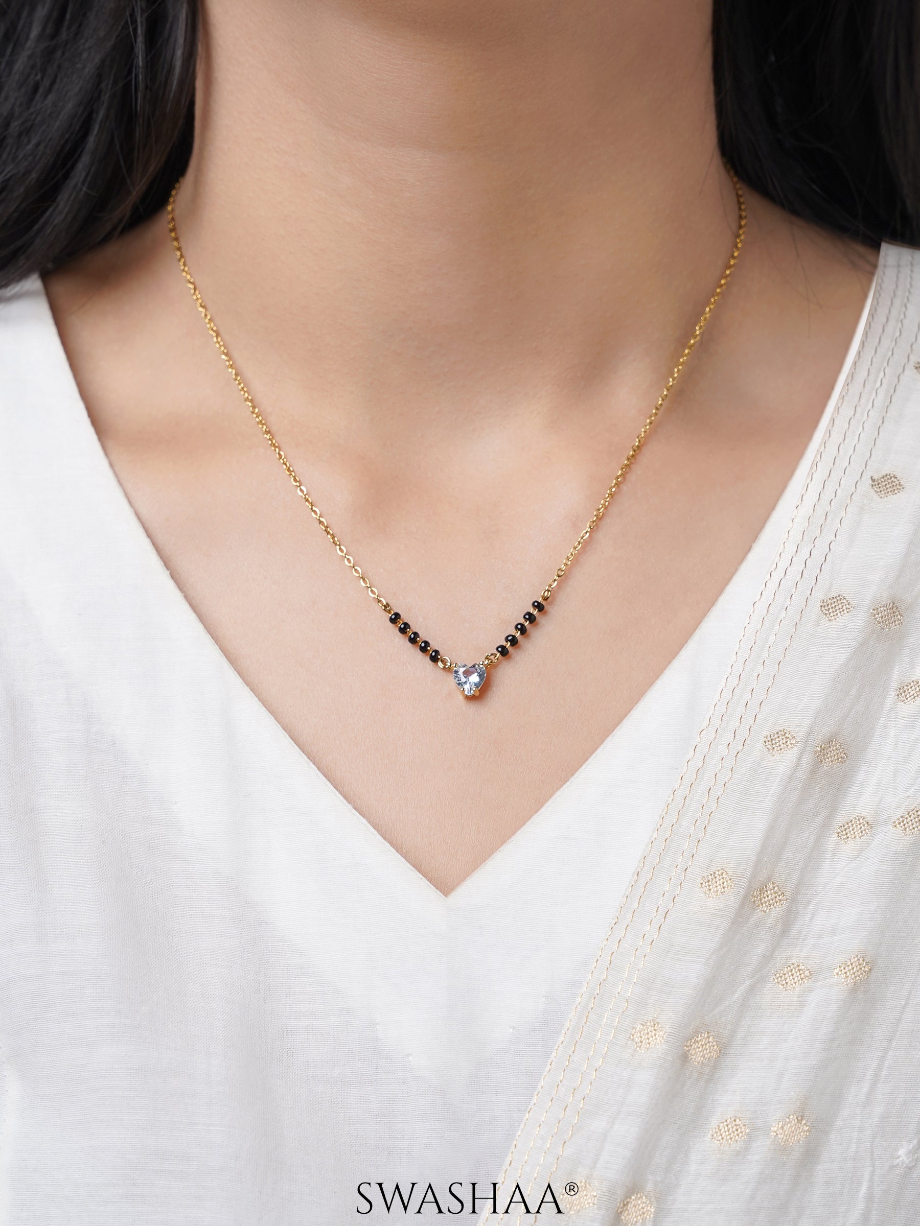 Ivana Solitaire Heart 18K Gold Plated Mangalsutra