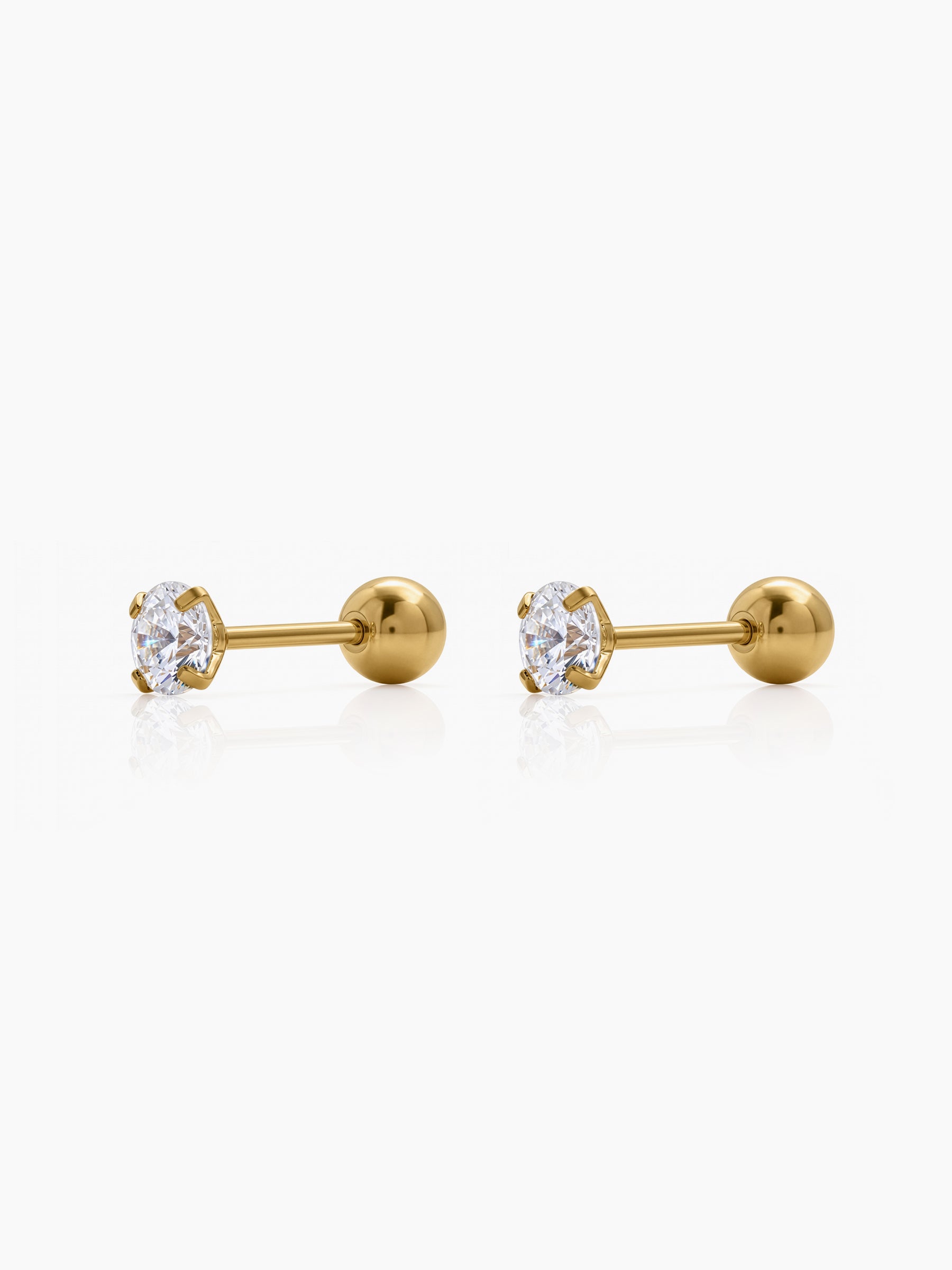 Ivonna Diamond Solitaire 18K Gold Plated Men's Stud Earrings
