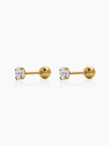 Ivonna Diamond Solitaire 18K Gold Plated Men's Stud Earrings