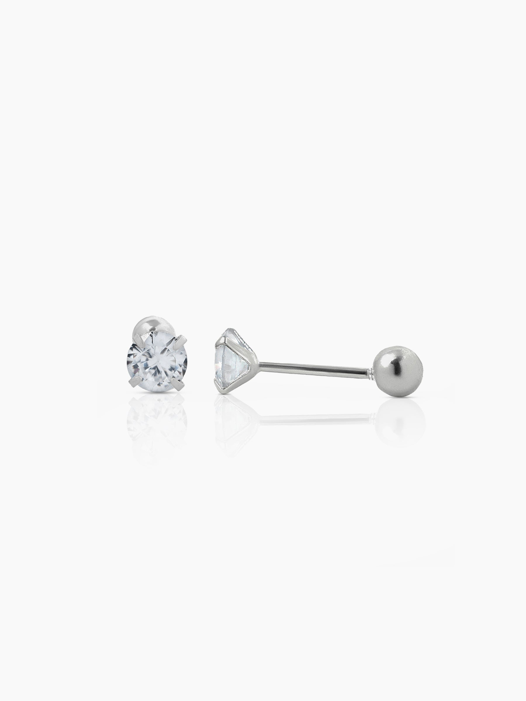 Ivonna Diamond Solitaire Silver Men's Stud Earrings