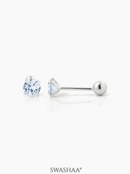 Ivonna Diamond Silver Stud Earrings