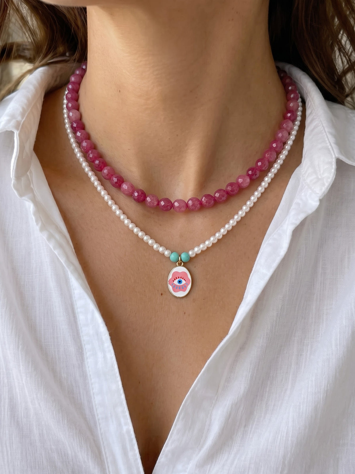 Ivy Eye Pink Women’s Layered Beaded Necklace