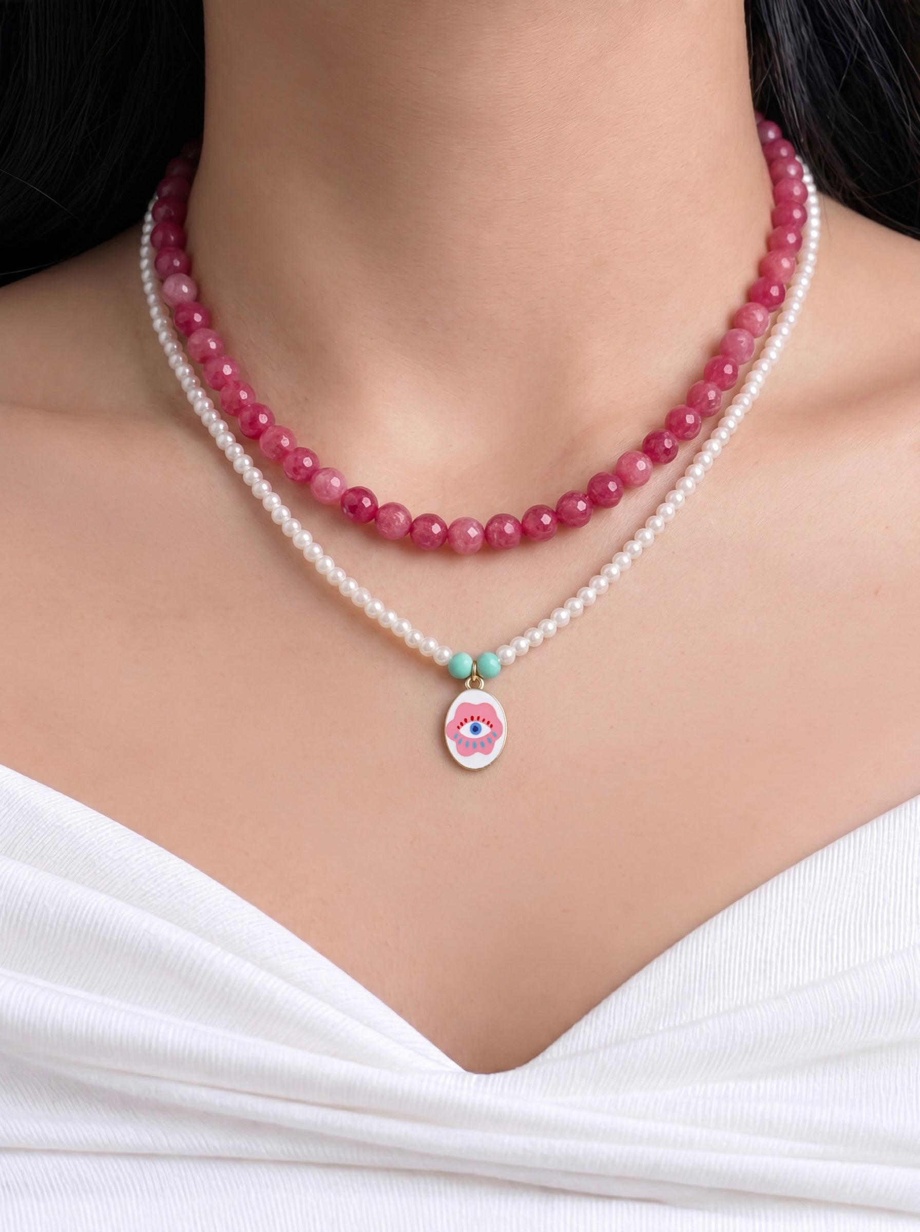 Ivy Eye Pink Women’s Layered Beaded Necklace