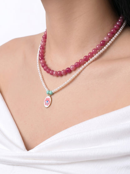 Ivy Eye Pink Women’s Layered Beaded Necklace
