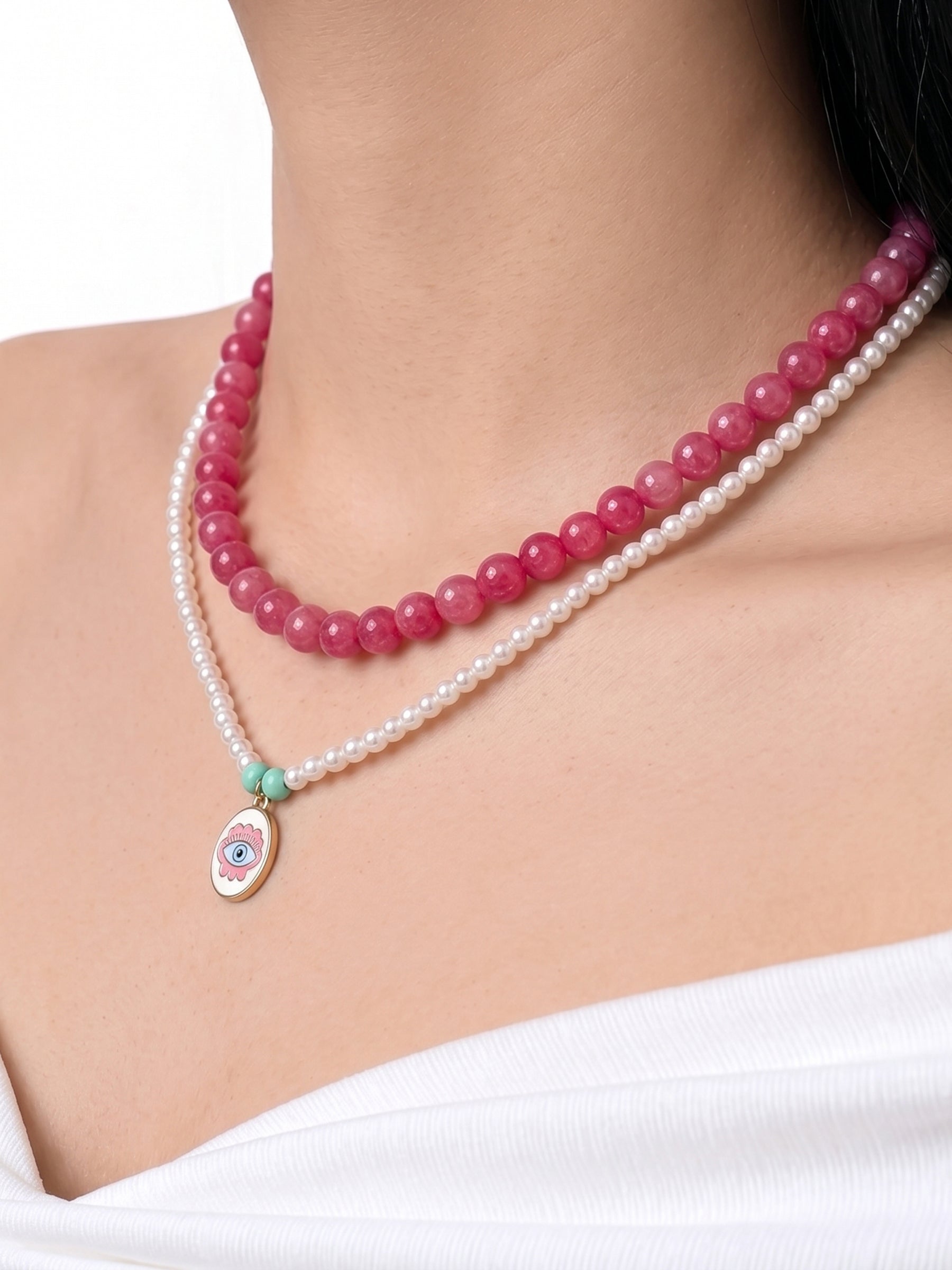 Ivy Eye Pink Women’s Layered Beaded Necklace