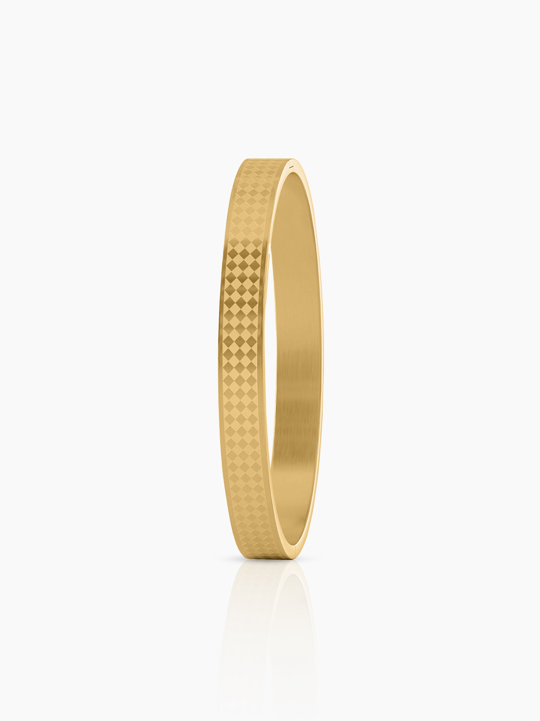 Jaden Grid Texture 18K Gold Plated Men's Kada