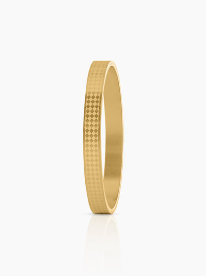 Jaden Grid Texture 18K Gold Plated Men's Kada