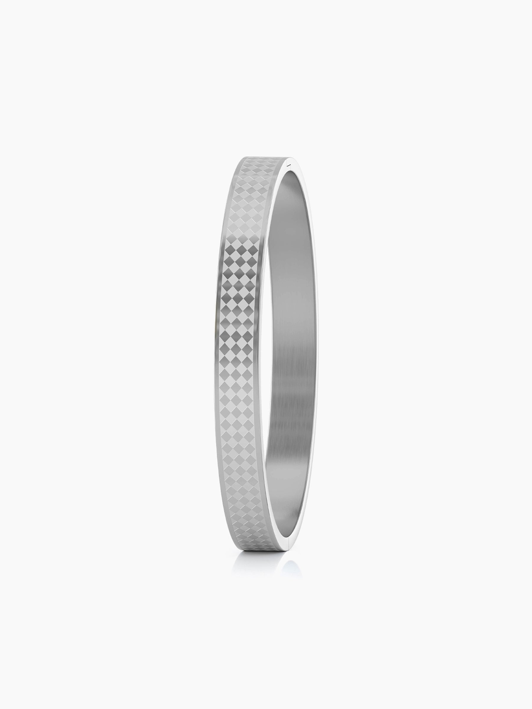 Jaden Grid Texture Silver Men's Kada