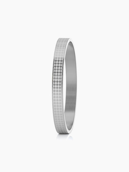 Jaden Grid Texture Silver Men's Kada