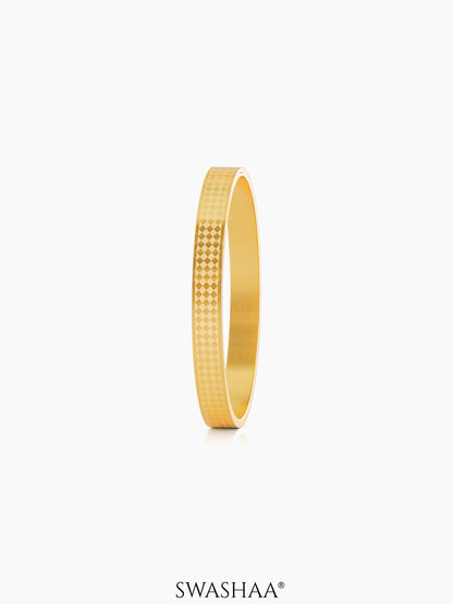 Jaden Grid Texture 18K Gold Plated Men's Kada