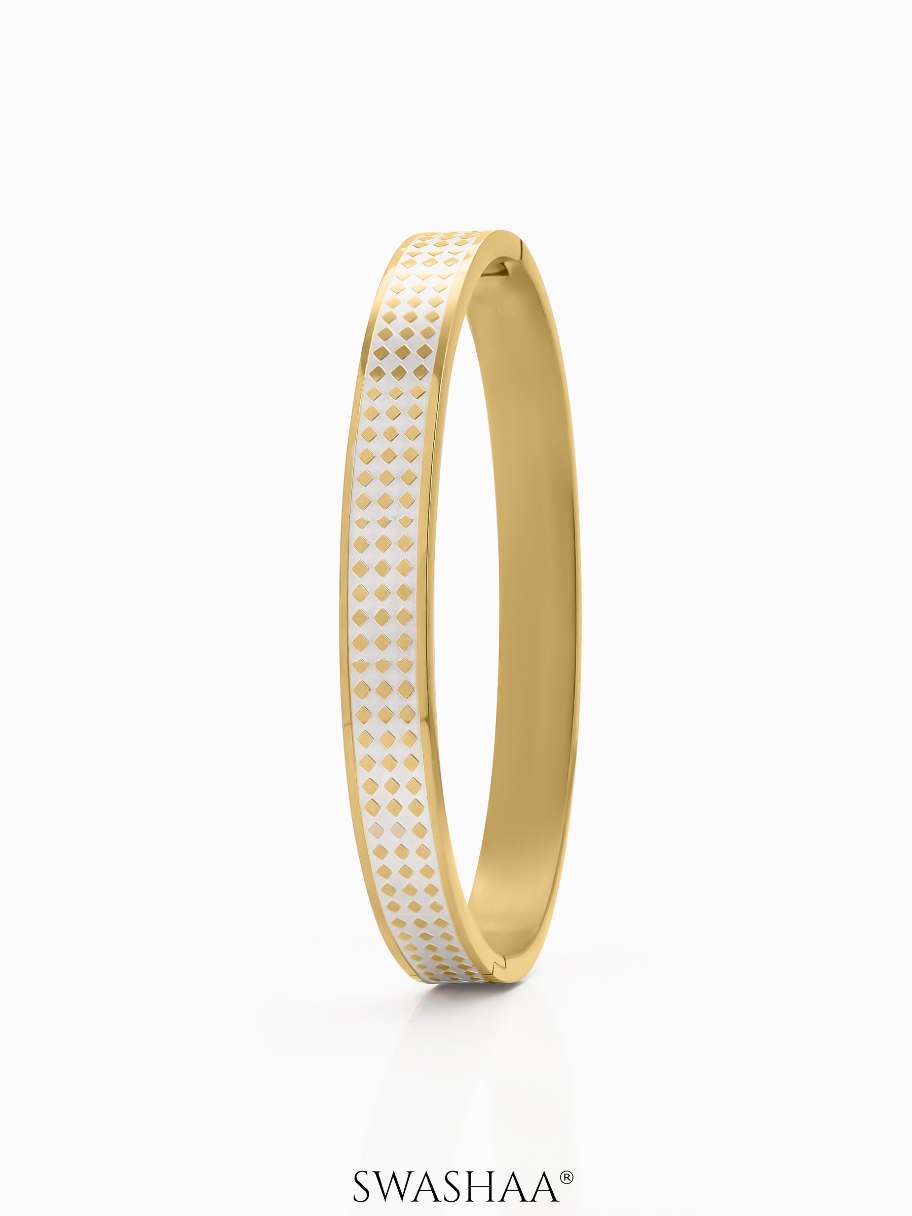 Jaden Grid Texture 18K Gold Plated Men's Kada