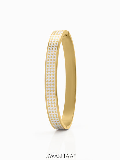 Jaden Grid Texture 18K Gold Plated Men's Kada