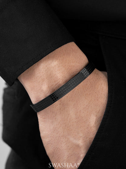 Jaden Grid Texture Black Men's Kada