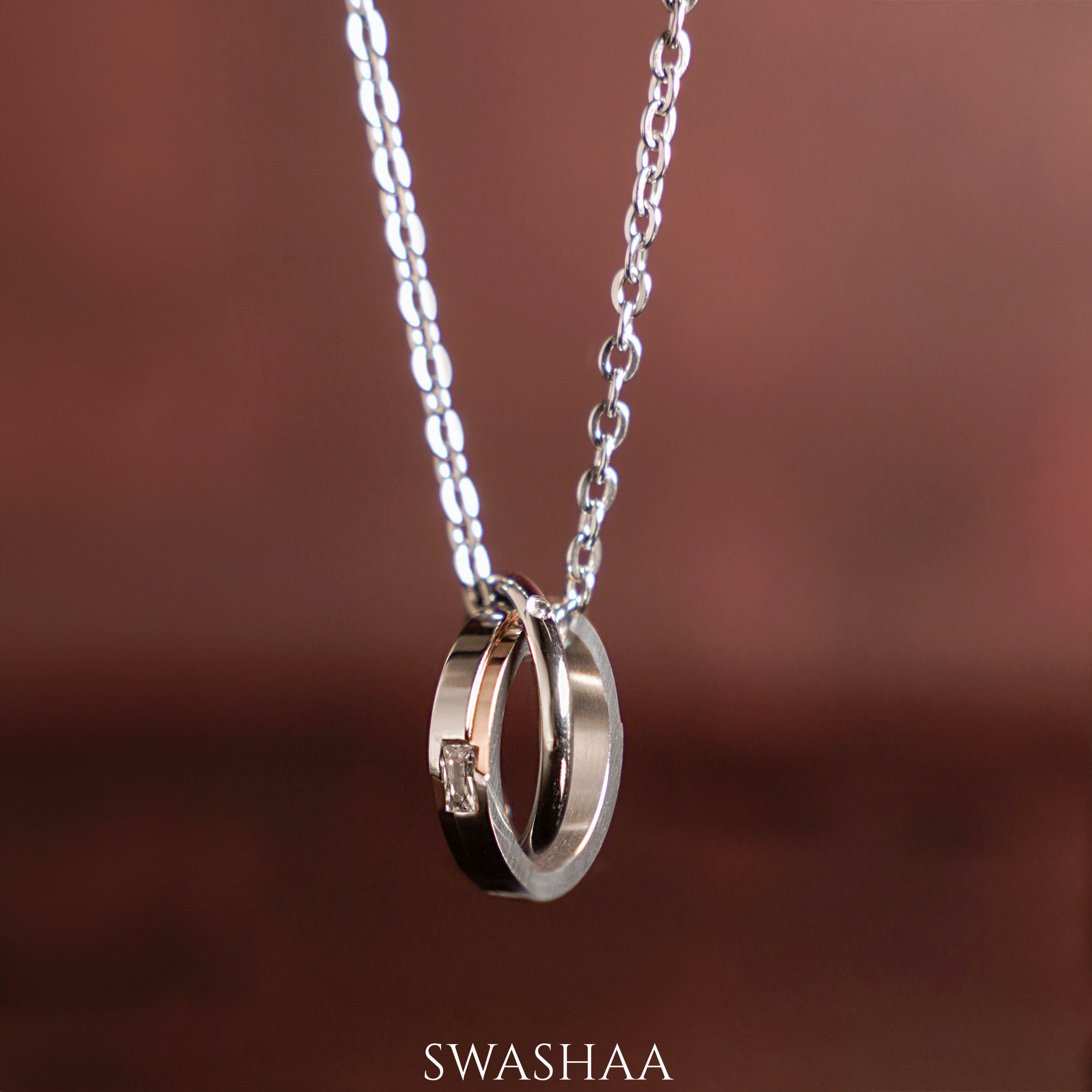 Sterling Silver Hammered Ring Circle Pendant Necklace