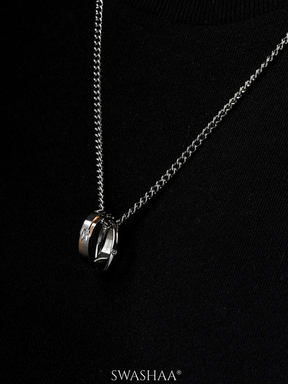 Jan Twin Ring Silver Men's Chain Pendant