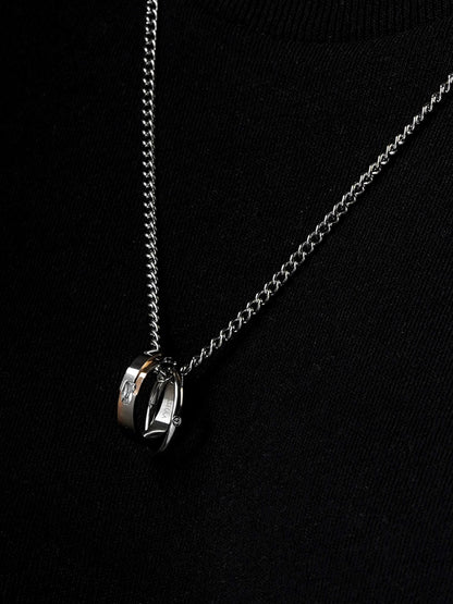Jan Twin Ring Silver Men's Chain Pendant