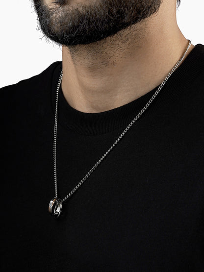 Jan Twin Ring Silver Men's Chain Pendant
