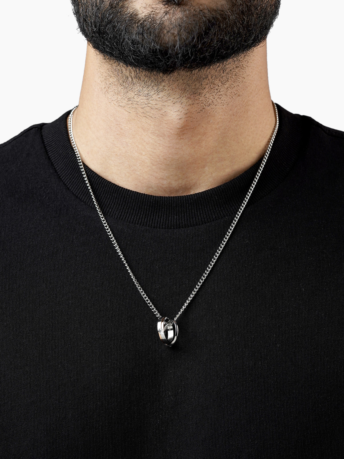 Jan Twin Ring Silver Men's Chain Pendant