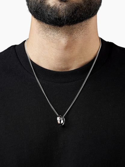 Jan Twin Ring Silver Men's Chain Pendant