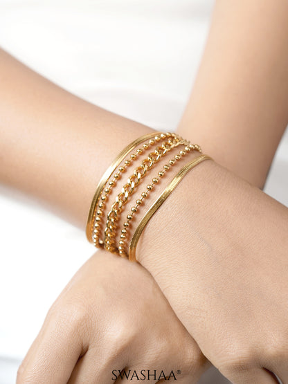 Janet Layered 18K Gold Plated Loose Snake Connel Chain Bracelet