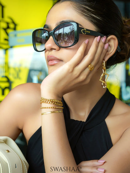 Janet Layered 18K Gold Plated Loose Snake Connel Chain Bracelet